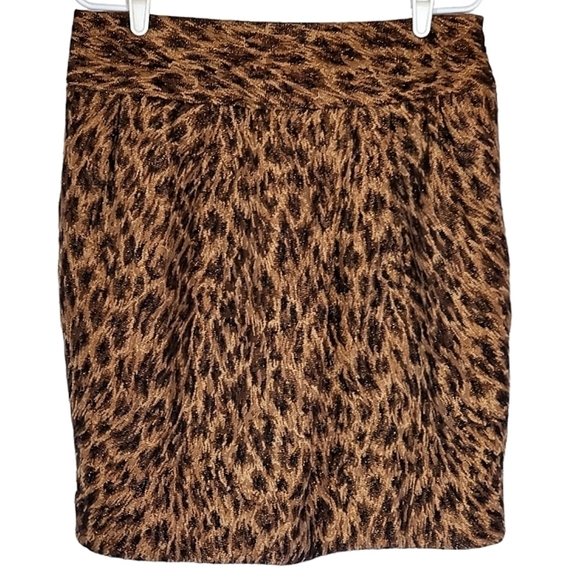 7142 * Adrienne Vittadini Metallic Animal Print Mini Skirt Size 12 NWOT - Picture 1 of 8
